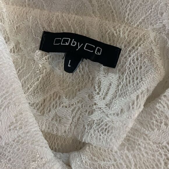 Women's Plus White Lace High Low Belted Zip Up Jacket S, M, L - Picture 5 of 7